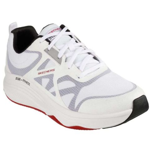 Skechers Men D'Lux Fitness Sports Shoes White Black Red