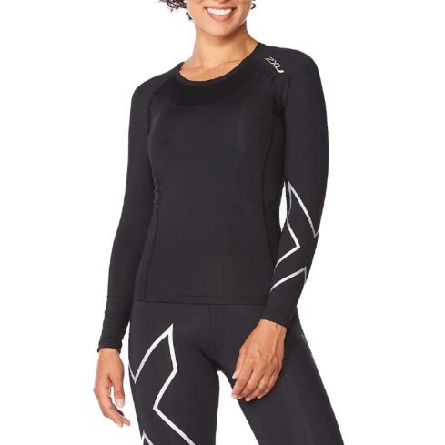 2XU Women's Core Compression Long Sleeve T-shirt -Black/Silver