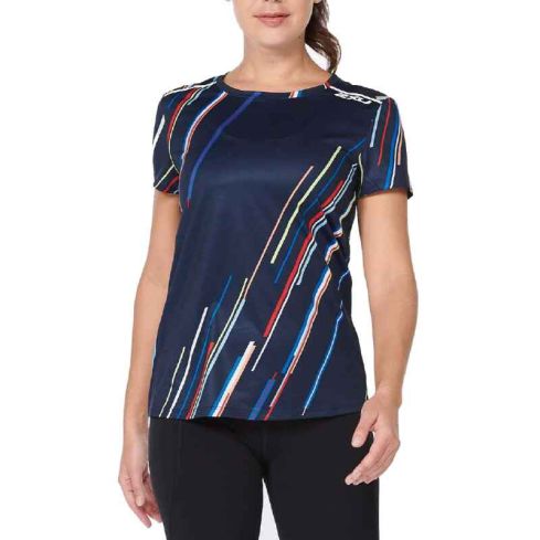 2XU Women's Light Speed T-Shirt Electric Stripe/White Reflect