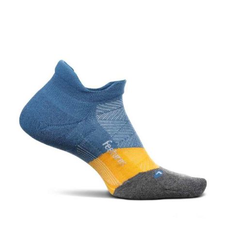 Feetures Women's  Elite Light Cushion No Show Tab Limited Edition socks -Atlantic Blue-Small