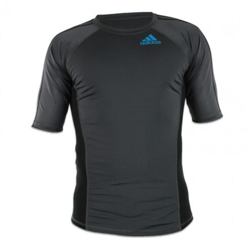 Adidas Grappling Rash Guard (Short Sleeve) - Beluga/Black/Blue/Silver