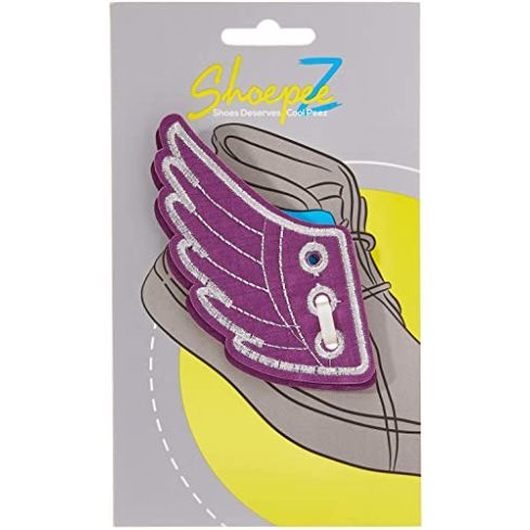 Shoepeez Shoe Decoration Charm - Purple / Silver Wings
