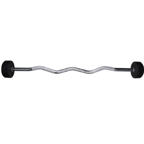 Marshal Fitness Rubber Fixed Barbell Ez Curl Bar | Straight Steel Bar