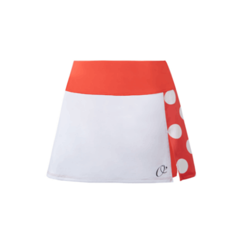 O´Padel Skirt With Slit Coral Pink & White Polka Dots
