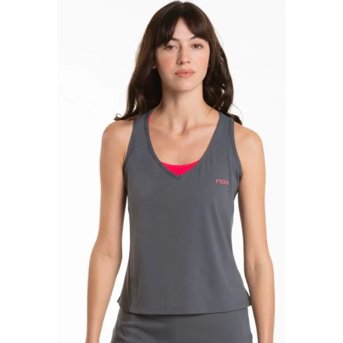 Nox Women's Sleeveless  Mujer Tirantes Pro Fit T-shirt- Dark Grey Talla