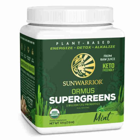 Sunwarrior Ormus Supergreens | Plant-Based | Keto-Friendly |Organic Protein Powder Mint 225 g. From Raw Juice