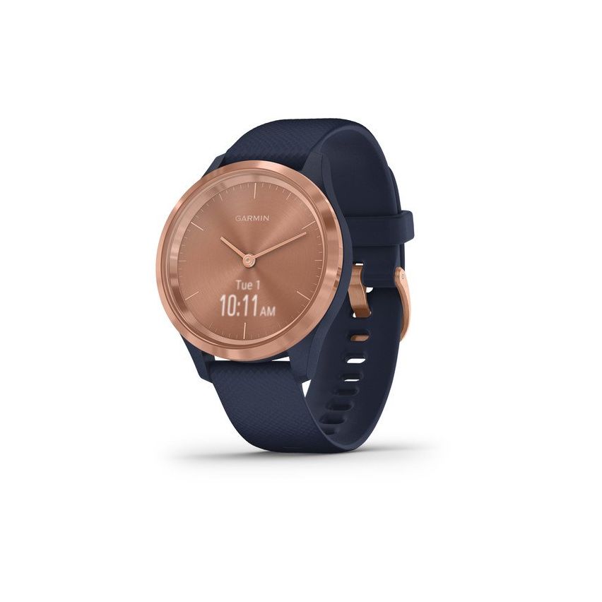 Garmin Vívomove 3s 39 mm Rose Gold Stainless Steel Bezel with Navy Case and Silicone Band