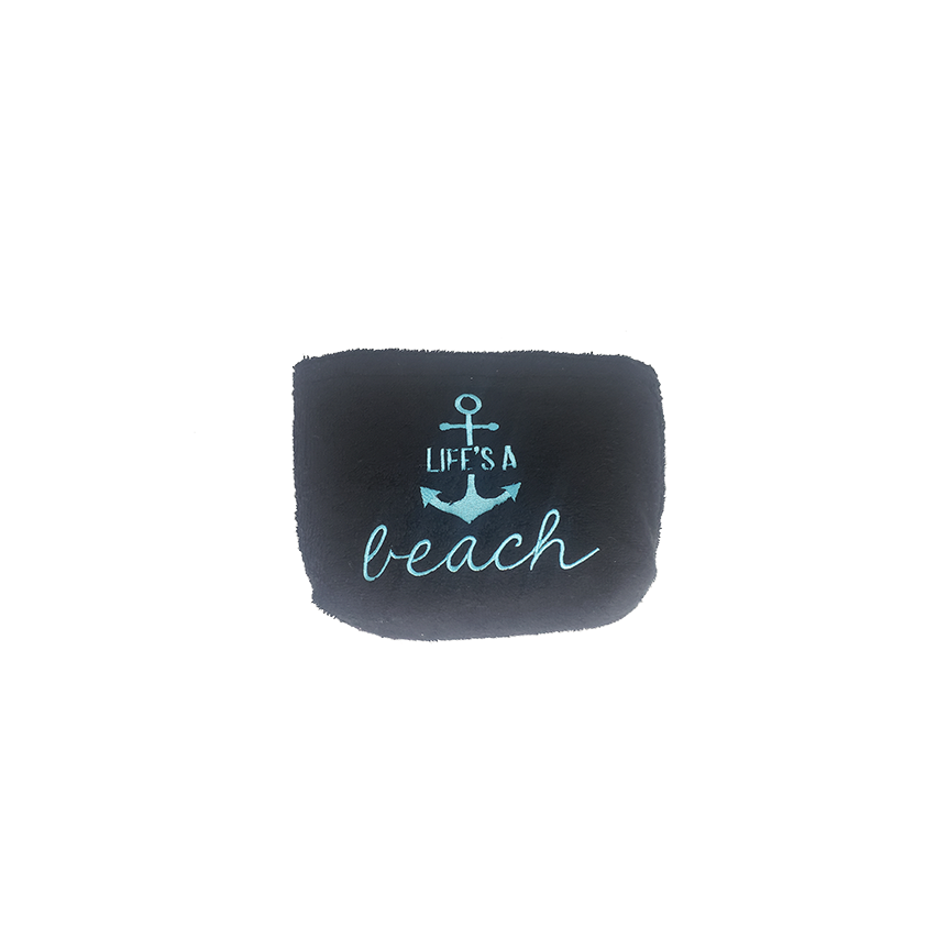 Life's a Beach Black Pouch Embroidery