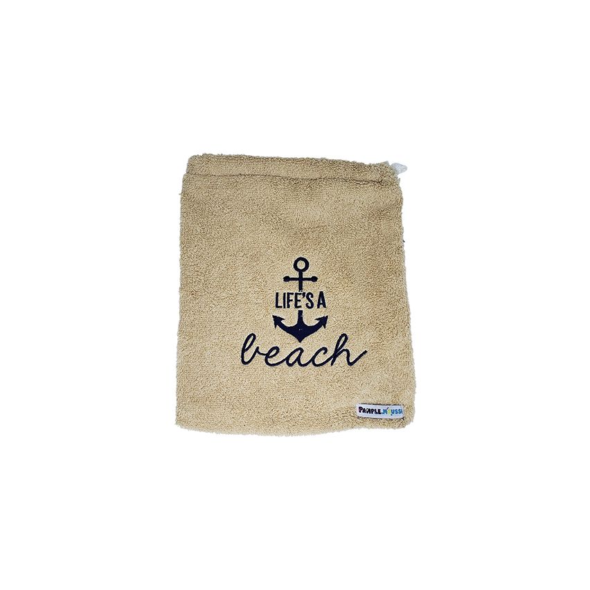 Pamplemousse Life's a Beach Brown Beach Bag Embroidery 