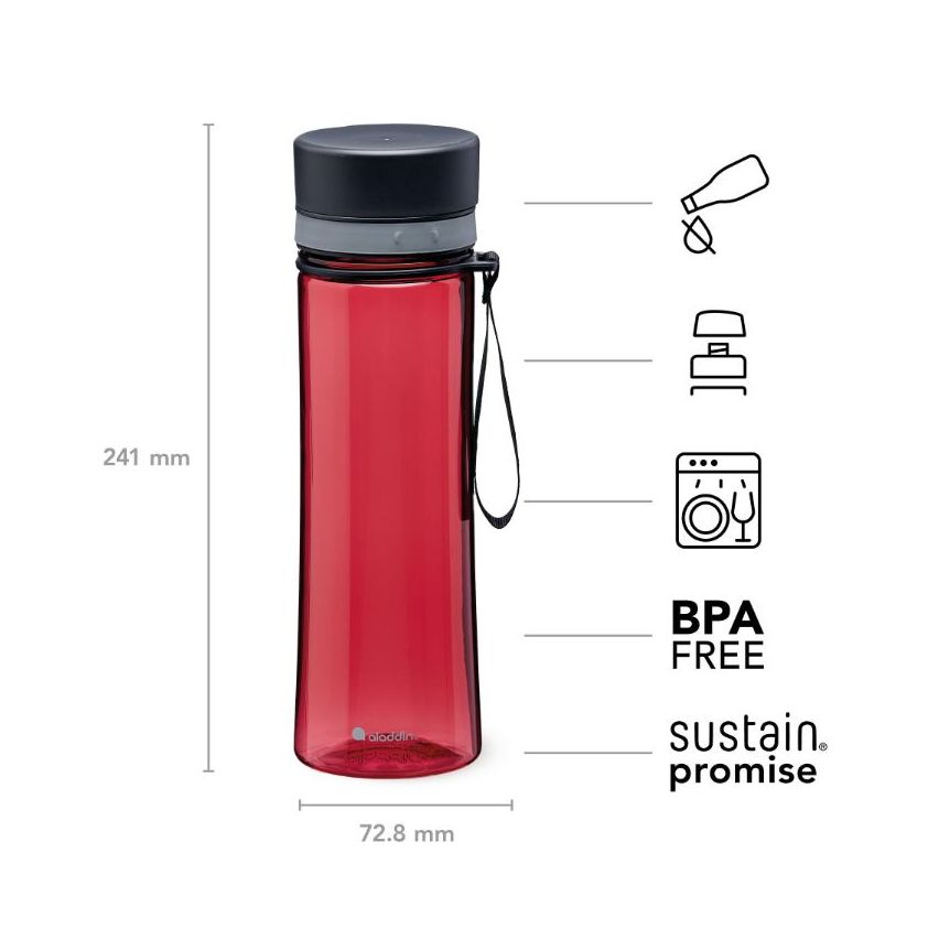 Aladdin Aveo Water Bottle 0.6L New Design Cherry Red