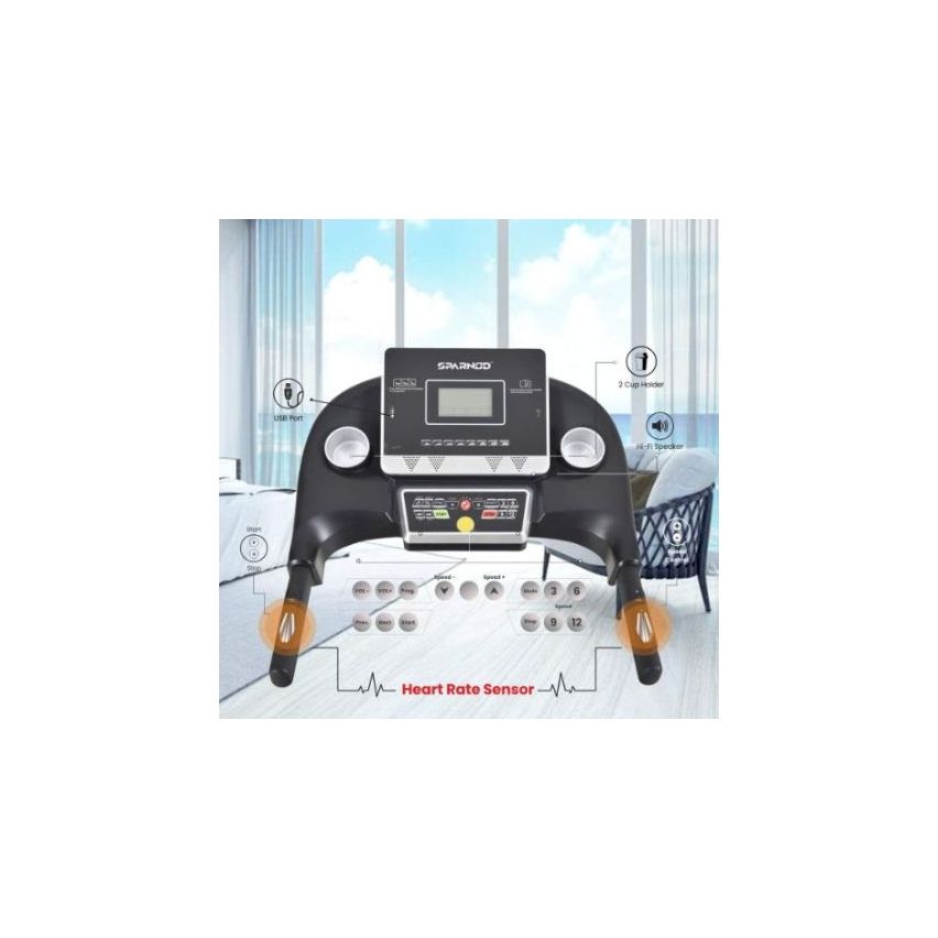 Sparnod Fitness STH-4000 (2.25 HP Dc Motor) Peak Automatic Motorized Running Treadmill