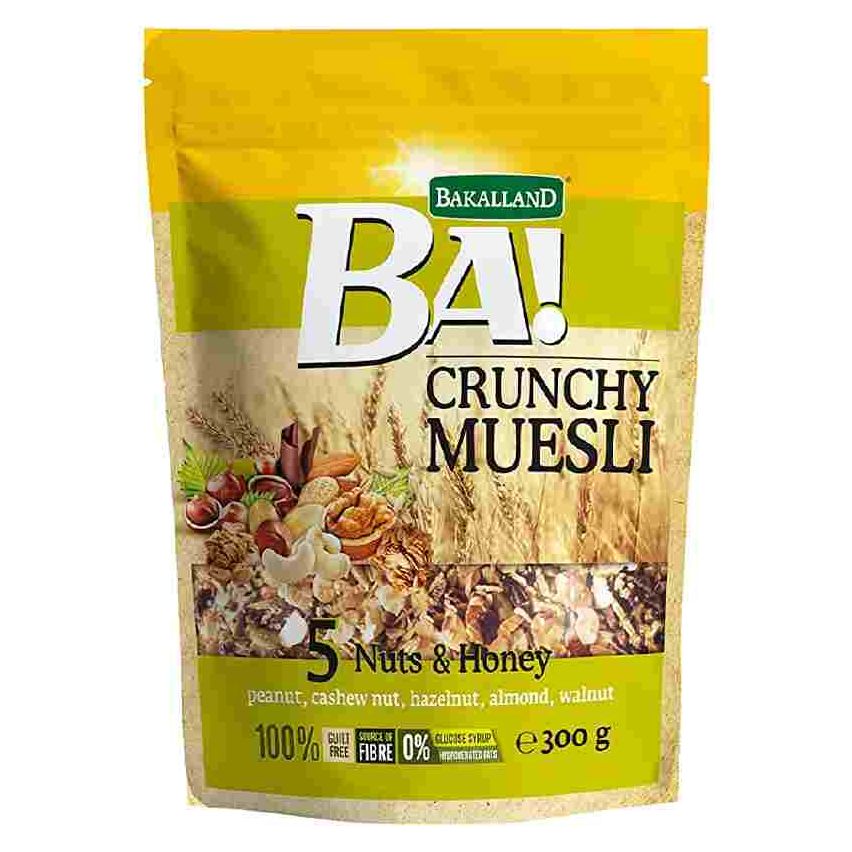 Bakalland Crunchy Muesli - 5 Nuts and Honey 300g 