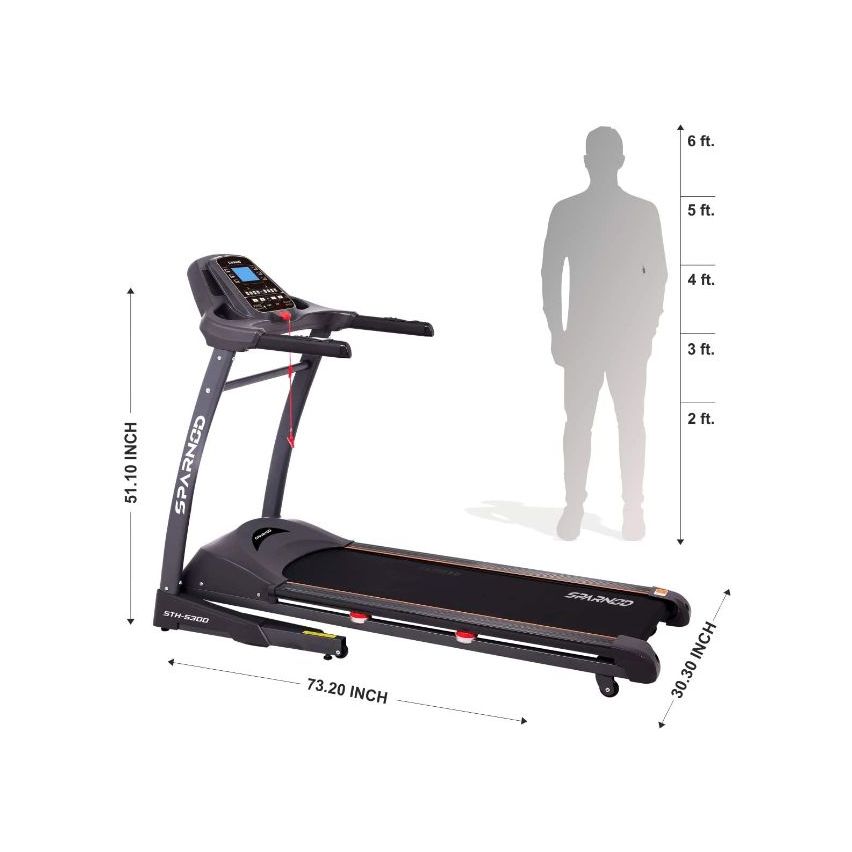 Sparnod Fitness STH-5300 (2.75 Hp Dc Motor) Auto Incline Treadmill With Heart Rate Sensor