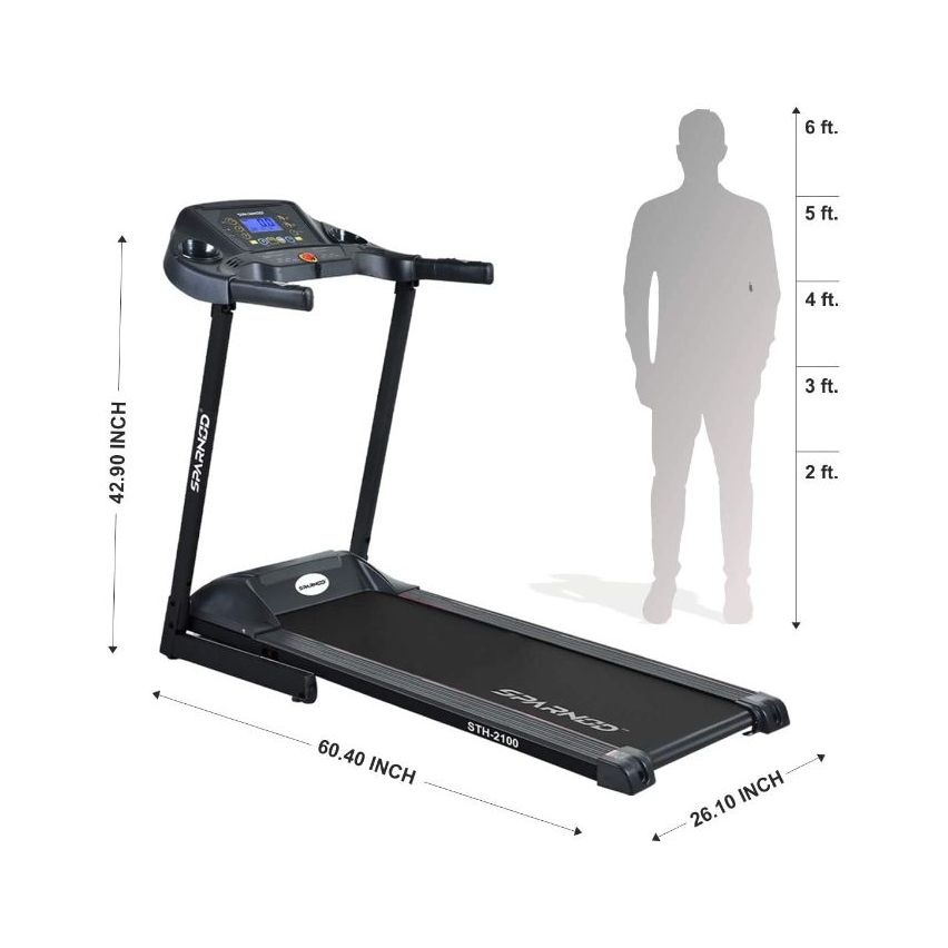 Sparnod Fitness (2 Hp Dc Motor) Lcd Display With Hydraulic Folding Treadmill