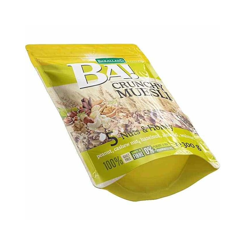 Bakalland Crunchy Muesli - 5 Nuts and Honey 300g 