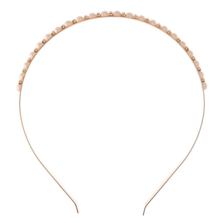 Gold Metal Rhinestone Pearl Fashion Headband