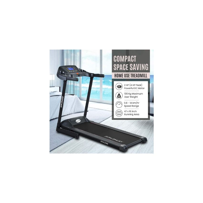 Sparnod Fitness (2 Hp Dc Motor) Lcd Display With Hydraulic Folding Treadmill