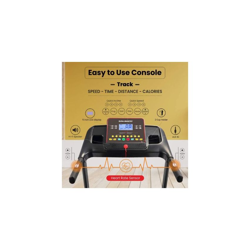 Sparnod Fitness STH-4000 (2.25 HP Dc Motor) Peak Automatic Motorized Running Treadmill