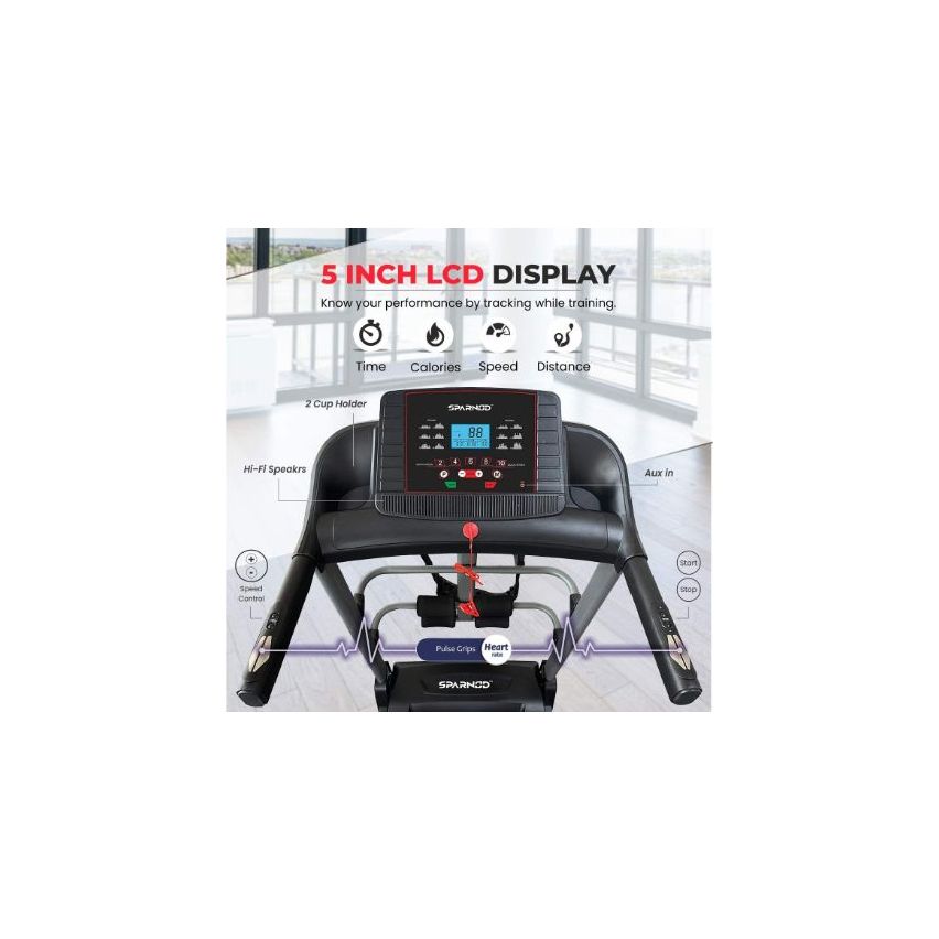 Sparnod Fitness (2 Hp Dc Motor) LCD Display With Massager Treadmill