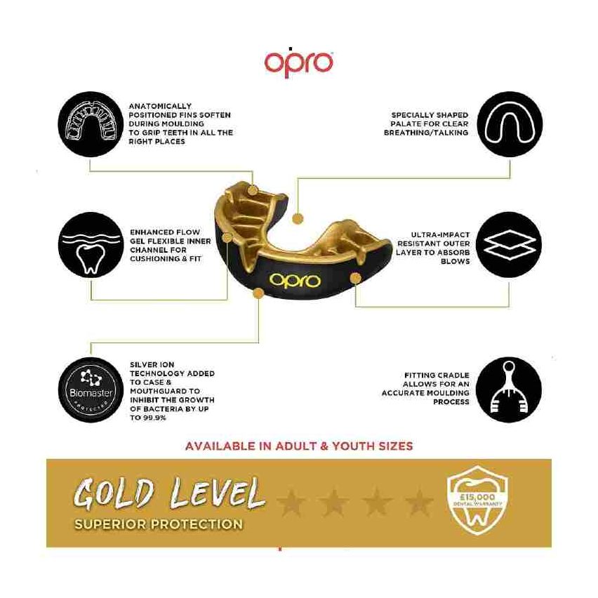 Opro Mouthguard Self- Fit Gen4 Full Pack Gold Adult