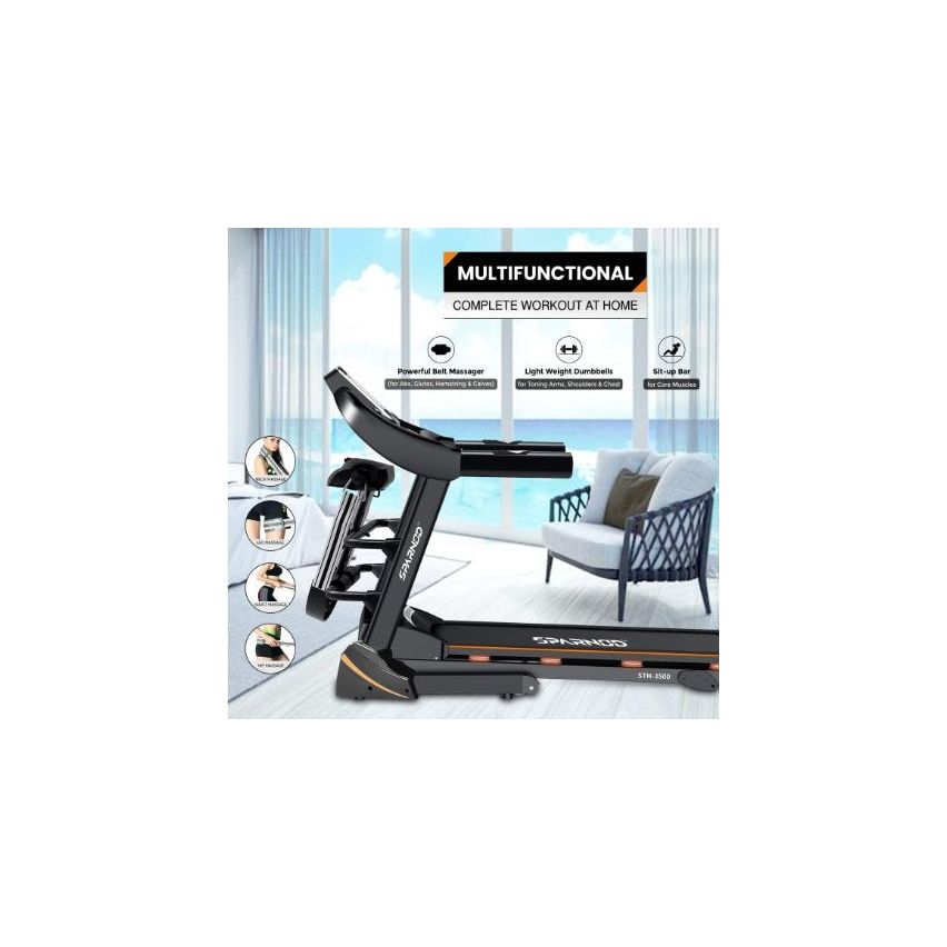 Sparnod Fitness STH-3500 (2 Hp Dc Motor) Multifunctional Complete Workout Home Treadmill