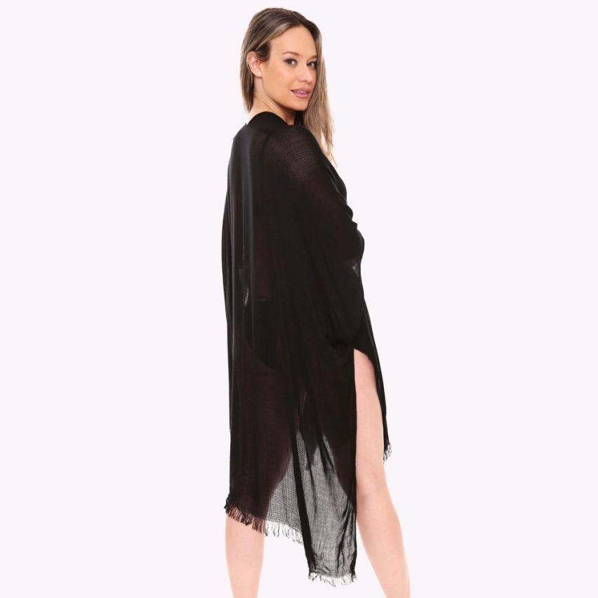 Women's Black Kimono with frayed edges