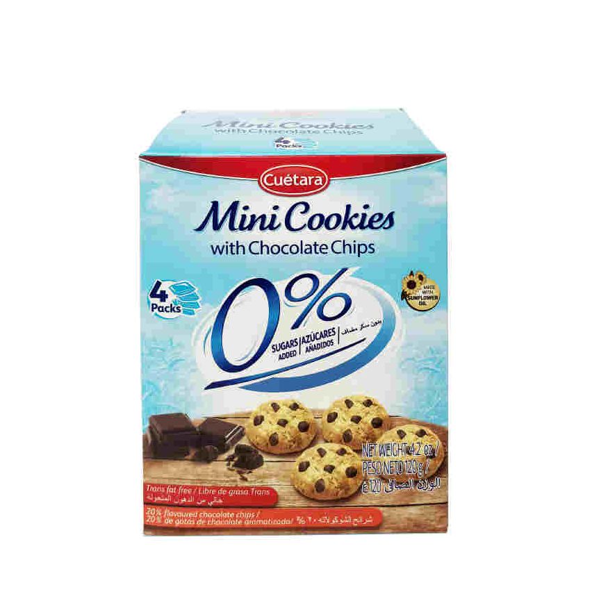 Cuetara Light - Mini Cookies with chocolate chips, 0% Added Sugar 120 grams