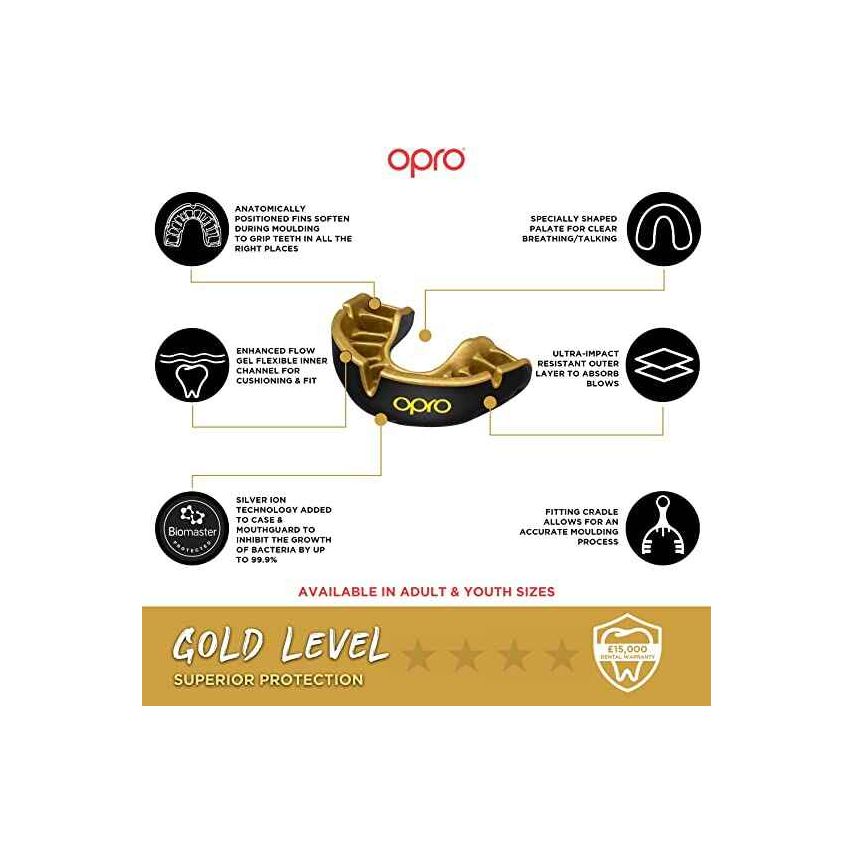 Opro Mouthguard Self- Fit Gen4 Full Pack Gold Adult