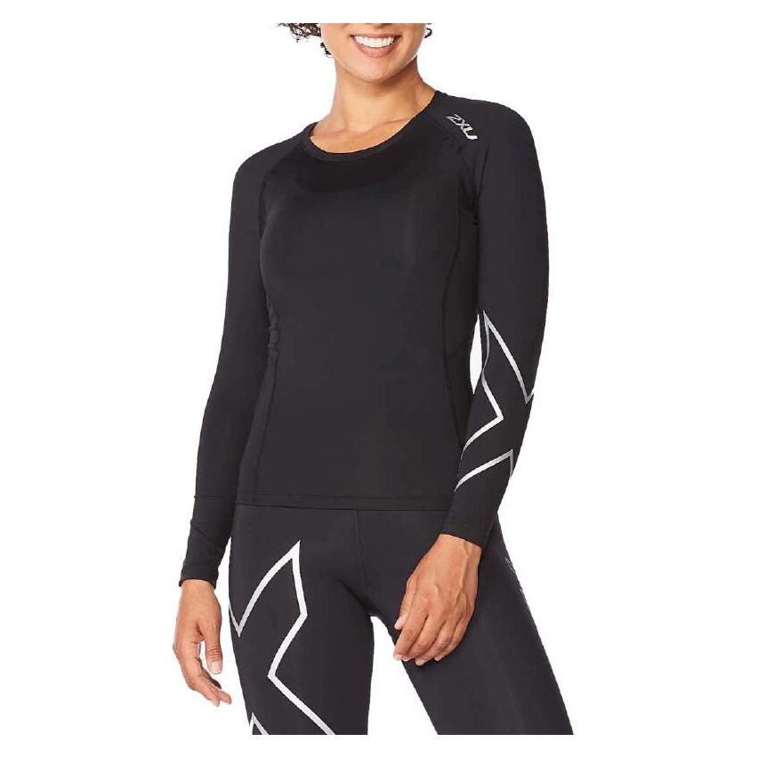 2XU Women's Core Compression Long Sleeve T-shirt -Black/Silver