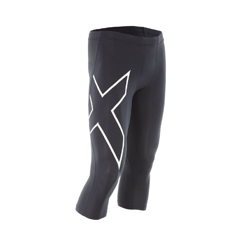 2XU Men's Core Compression 3/4 Tights Pants-Black/Silver