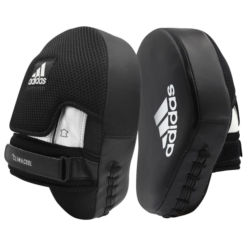 Adidas Hybrid Curved Punch Mitts - Black/White/Silver 26x17x8cm