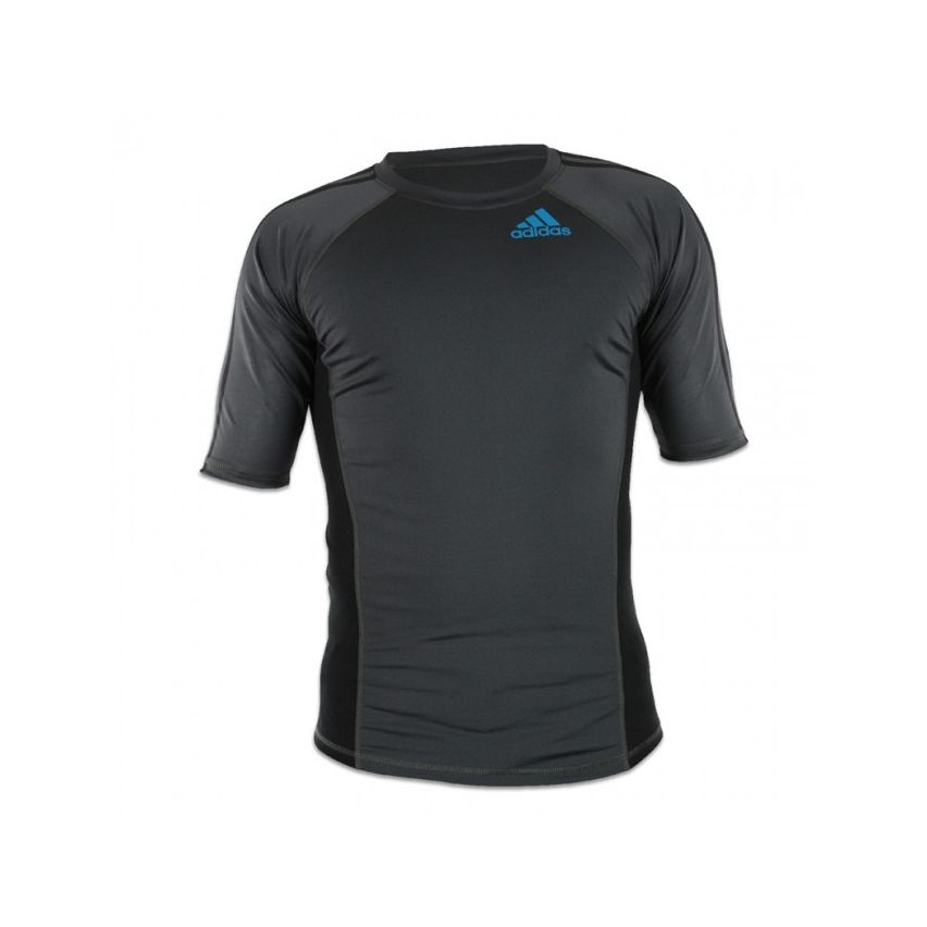 Adidas Grappling Rash Guard (Short Sleeve) - Beluga/Black/Blue/Silver