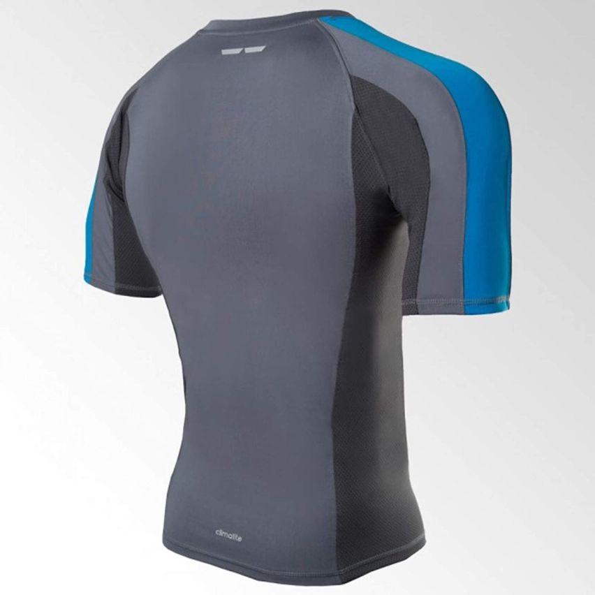 Adidas Men's Fluid Tech Rashguard - Granite/Beluga/Solar Blue