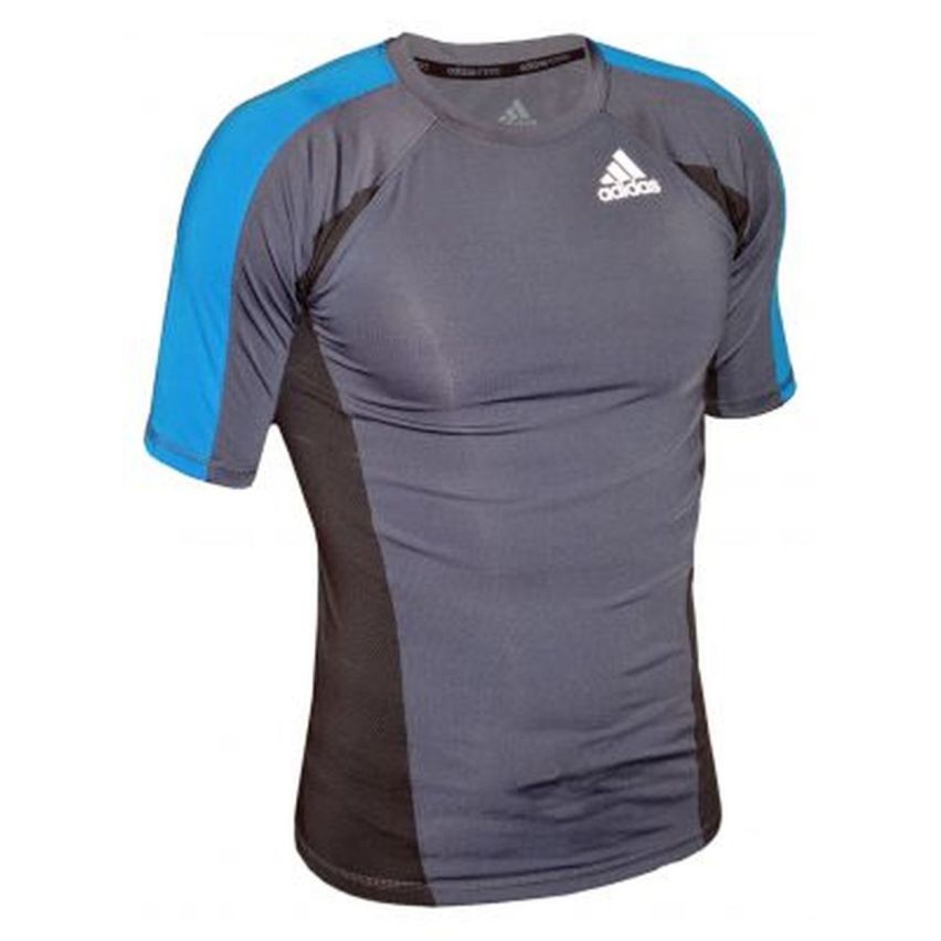 Adidas Men's Fluid Tech Rashguard - Granite/Beluga/Solar Blue