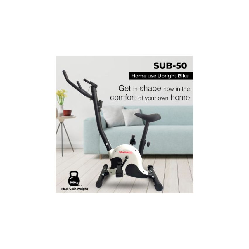 Sparnod Fitness SUB-50 Upright Exercise Bike For Home Use With LCD Display