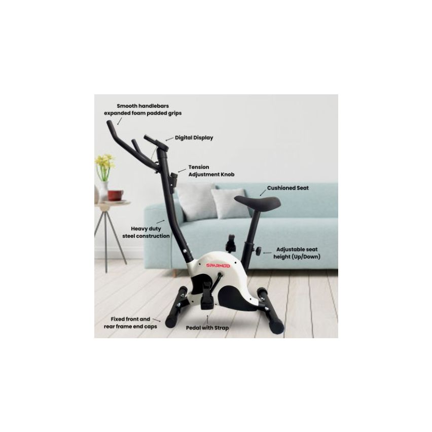 Sparnod Fitness SUB-50 Upright Exercise Bike For Home Use With LCD Display