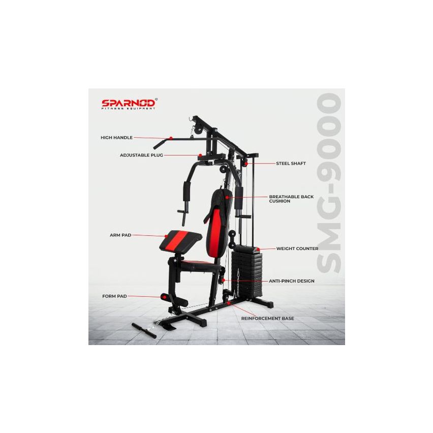 Sparnod Fitness SMG-9000 Multifunctional Heavy-duty Steel Frame Home Gym Station