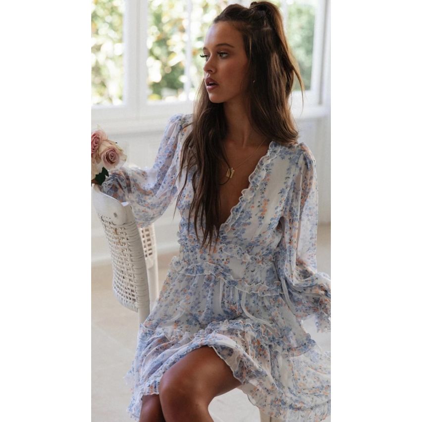 Lily Dress - Fashion Boho Beach Ruffle V Neck Dress