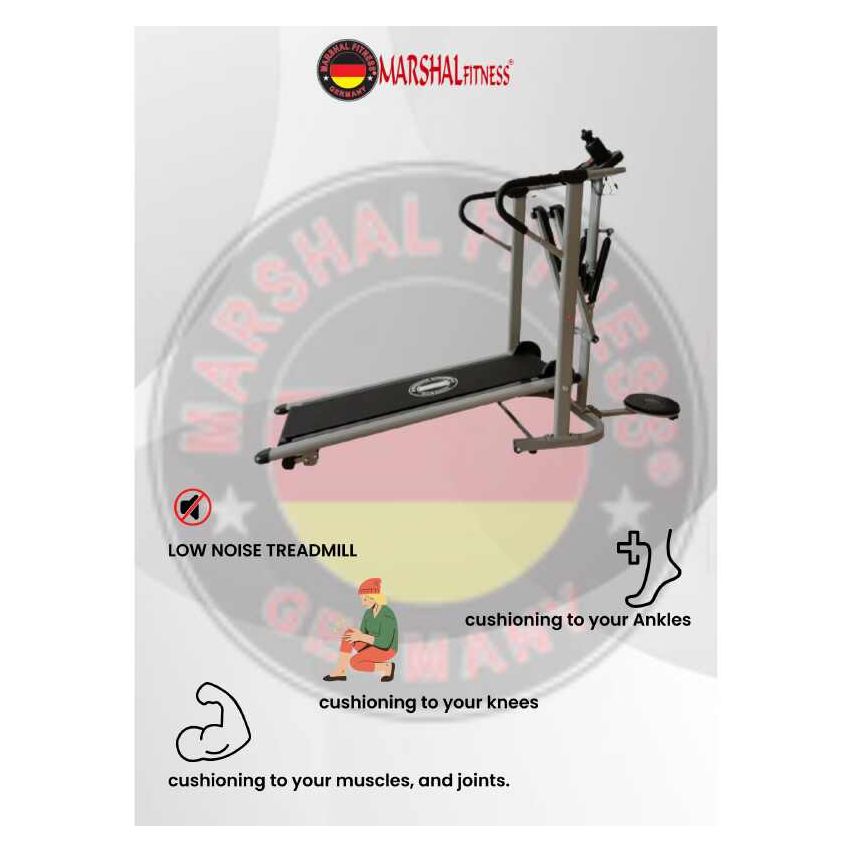 Marshal Fitness Flat Walker Folding Portable Incline Manual Treadmill | BXZ-MT-408