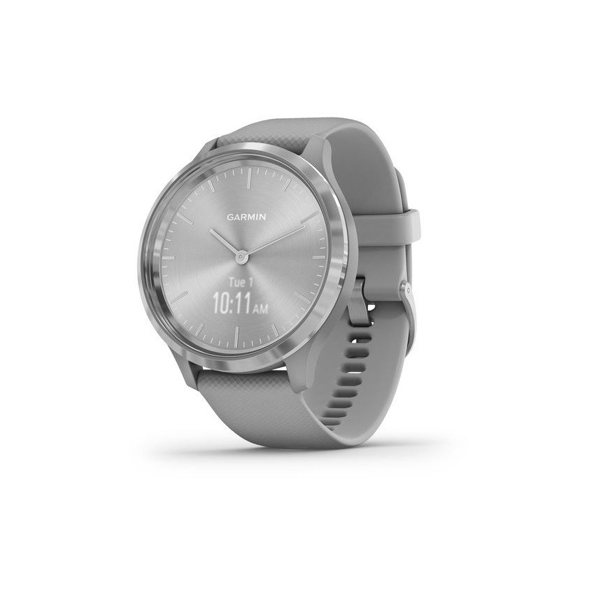 Garmin Vívomove 3 44mm Silver Stainless Steel Bezel with Powder Grey Case and Silicone Band