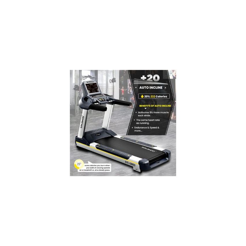 Sparnod Fitness (6 Hp Ac Motor) 8 Inch Large Led Display Treadmill