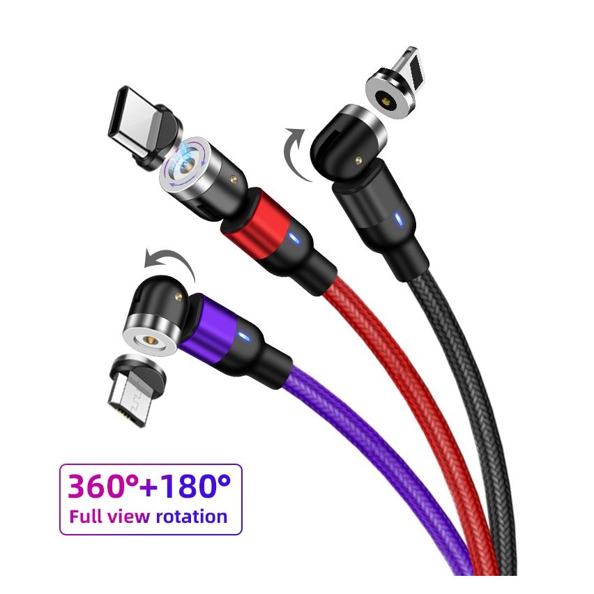 3 in 1 Magnetic Free-Rotation Fast Charging Cable 