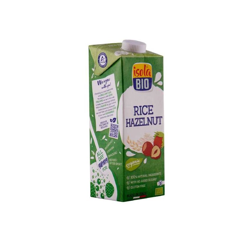 Isola Bio 100% Organic Rice Hazelnut Plant Based Milk 1L