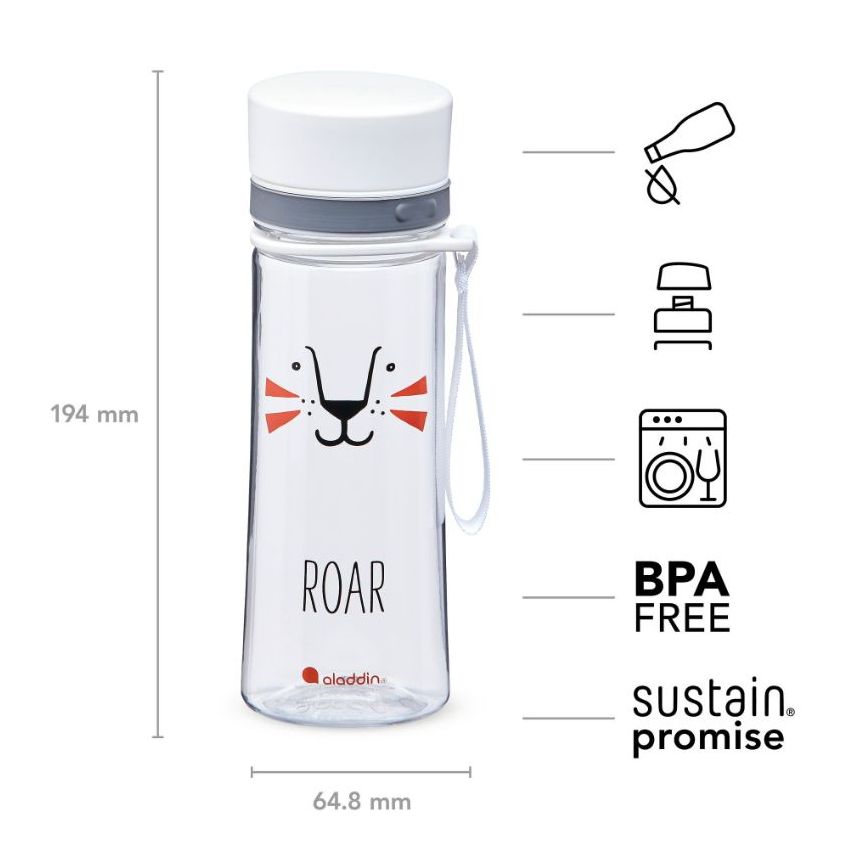 Aladdin My First Aveo Lion Water Bottle for Kids 0.35L White / Orange New design