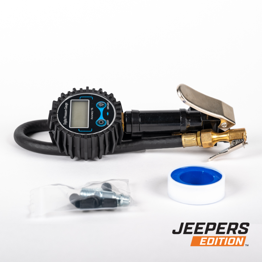 Jeepers TYRE PRESSURE GUAGE INFLATOR WITH BATTERY