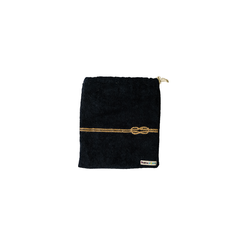 Pamplemousse Bag with Ribbon Embroidery Navy Blue