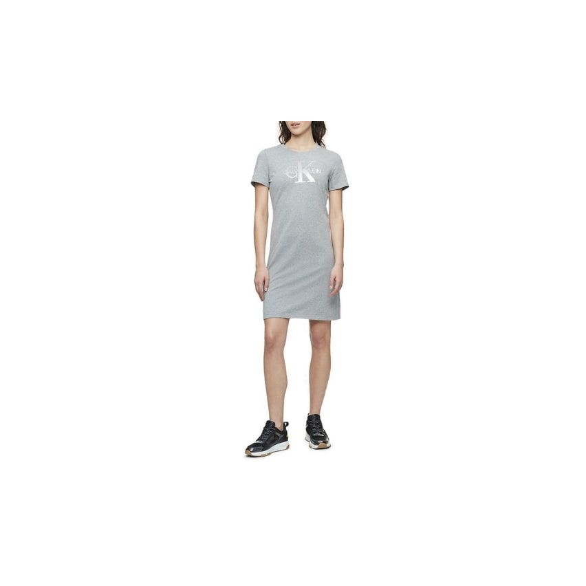 Calvin Klein Women's Metallic Monogram Logo T-Shirt Dress