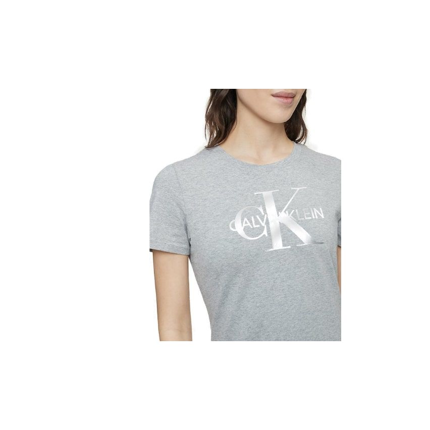 Calvin Klein Women's Metallic Monogram Logo T-Shirt Dress