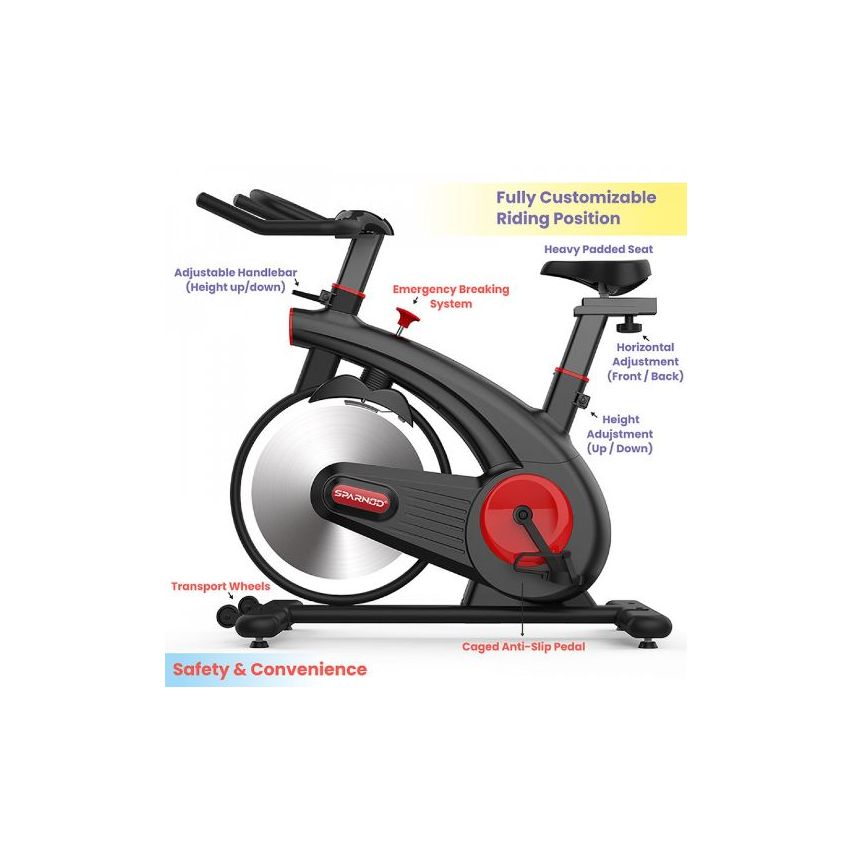 Sparnod Fitness SSB-15 Heavy Duty 15kg Flywheel Spin Bike