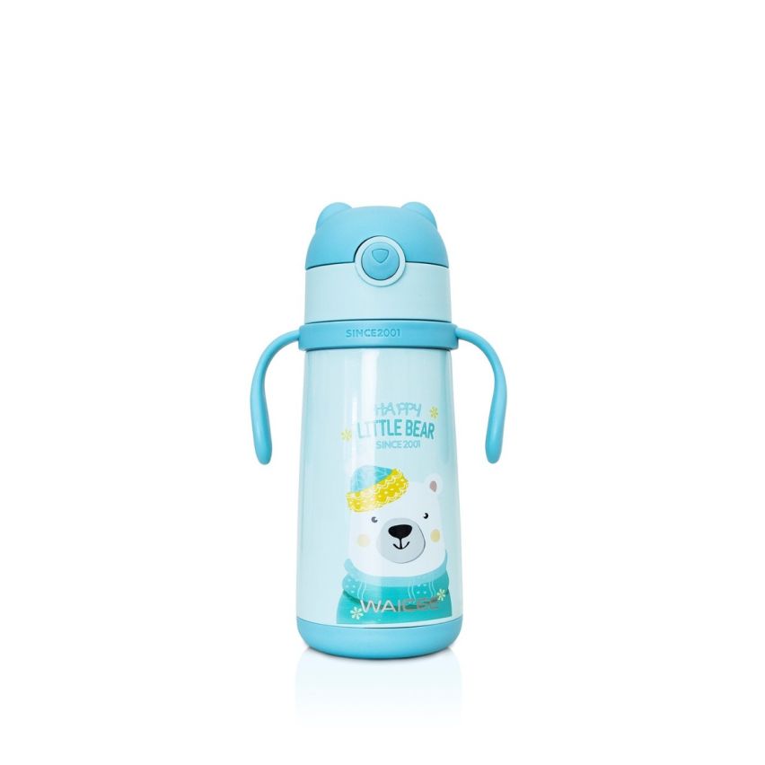 Waicee Happy Little Bear Water Bottle with Straw 400ml